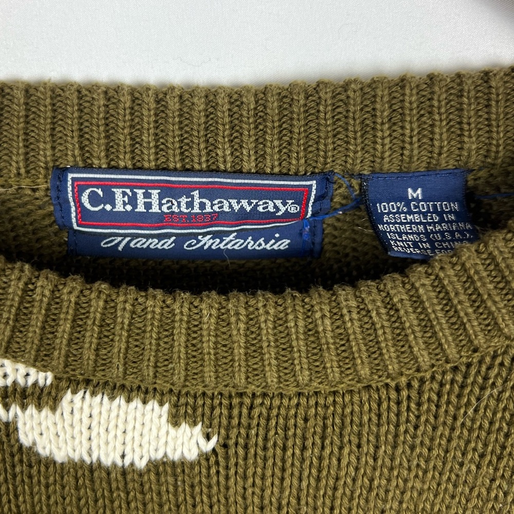 Vintage 90s Hand Intarsia Knit Sweater Sz M The Great Outdoors Canoeing Fishing - Picture 5 of 6